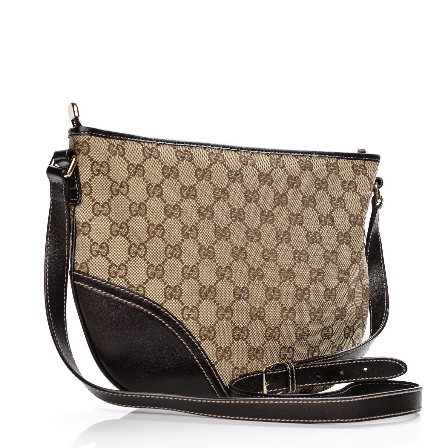 Gucci Monogram Medium New Britt Half Moon Hobo Dark Brown 3 of 8