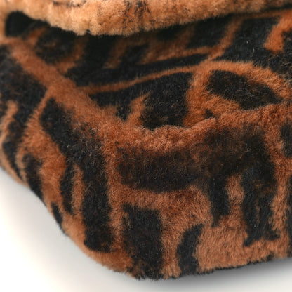 Fendi Shearling Vitello Dolce Macro FF 1974 Baguette Tobacco Black 7 of 8