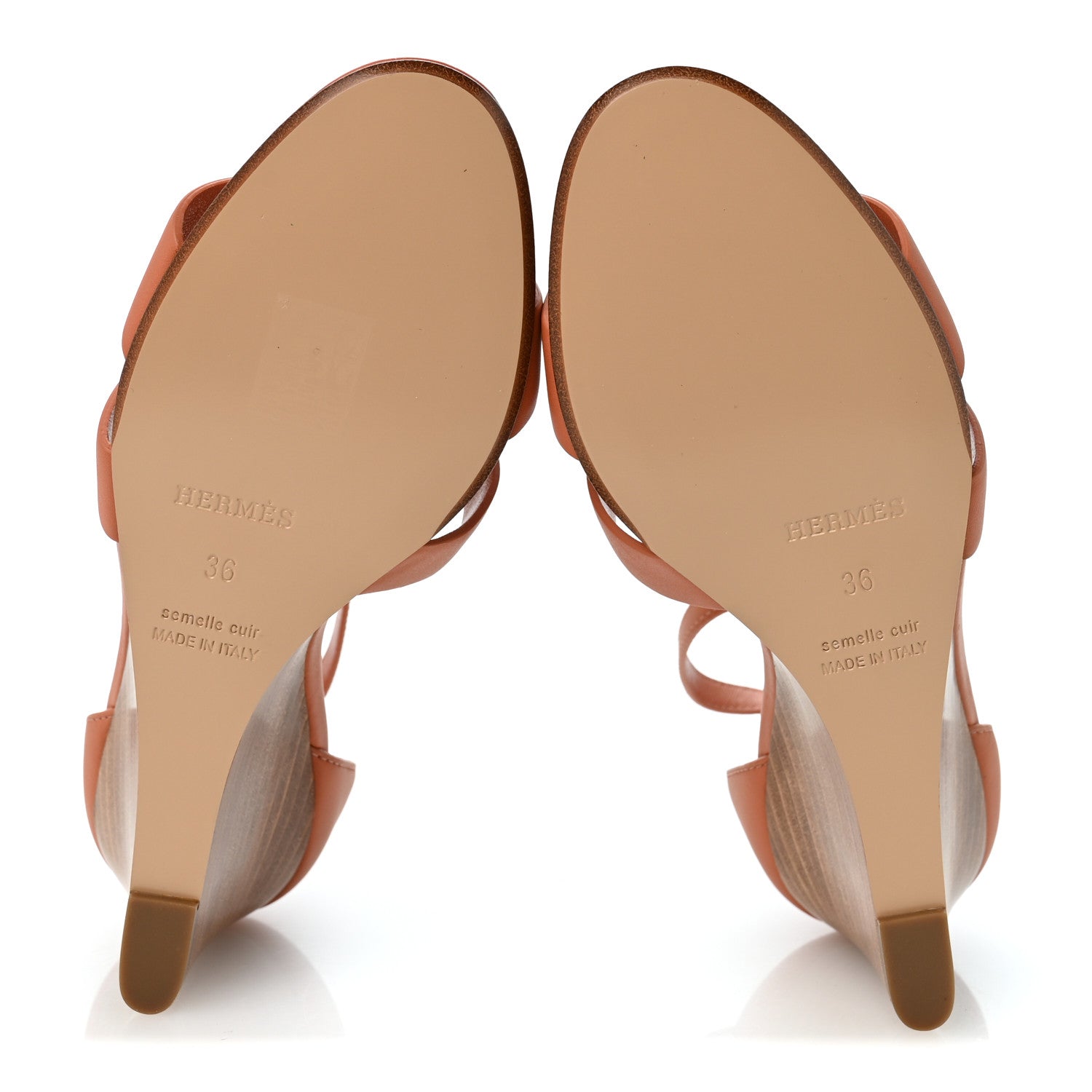 Hermes Calfskin Legend Wedge Sandals 36 Rouge Blush 6 of 10