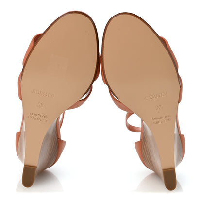 Hermes Calfskin Legend Wedge Sandals 36 Rouge Blush 6 of 10