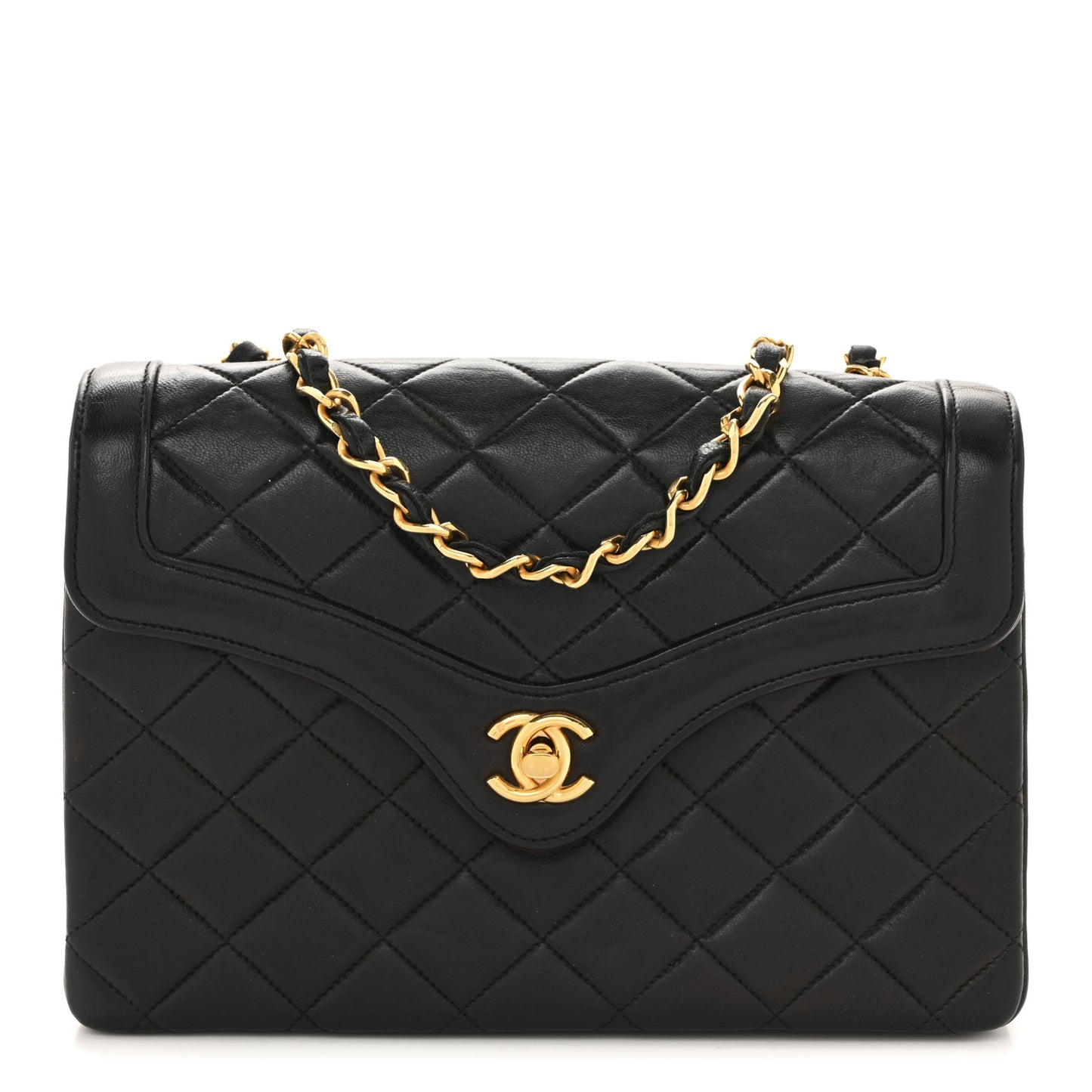 Lambskin Quilted Small Single Flap Black