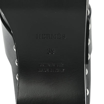 Hermes Calfskin Calya Mules 39 Black 6 of 7