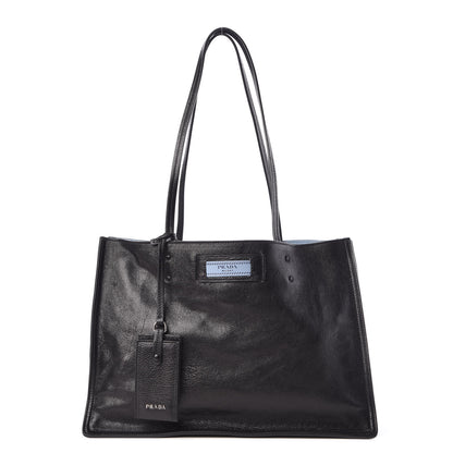 Prada Glace Calf Etiquette Shopping Bag Black Astrale 1 of 11