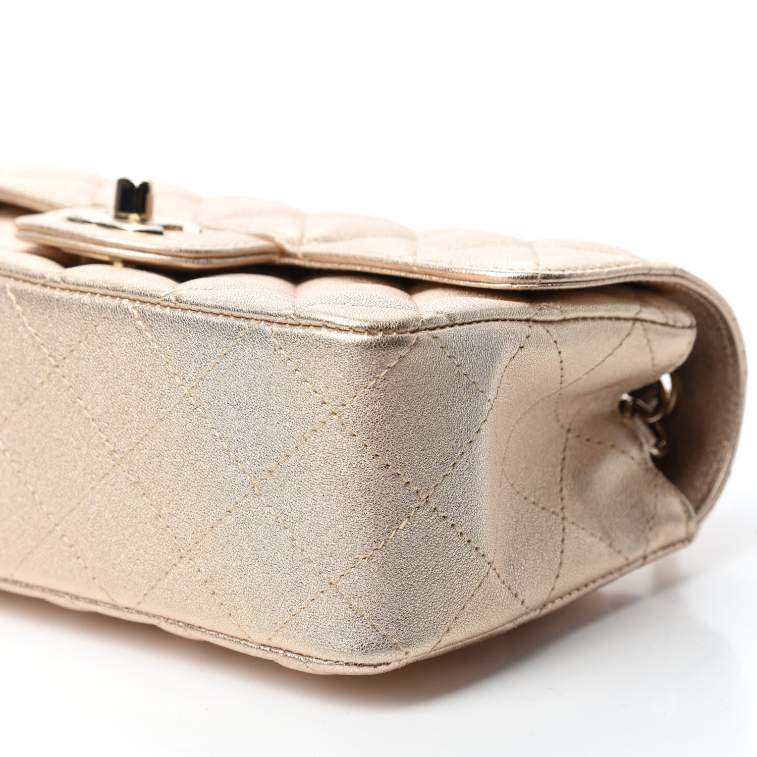Chanel Metallic Lambskin Quilted Mini Rectangular Flap Gold 7 of 11