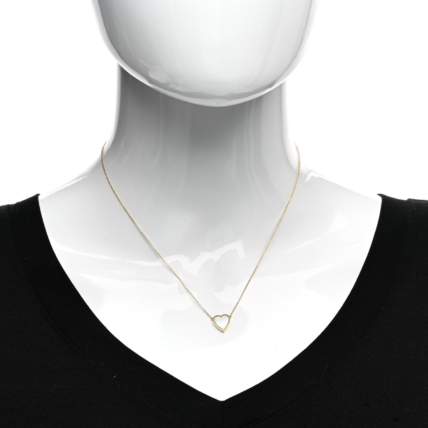 18K Yellow Gold Mother of Pearl Mini Heart Pendant Necklace