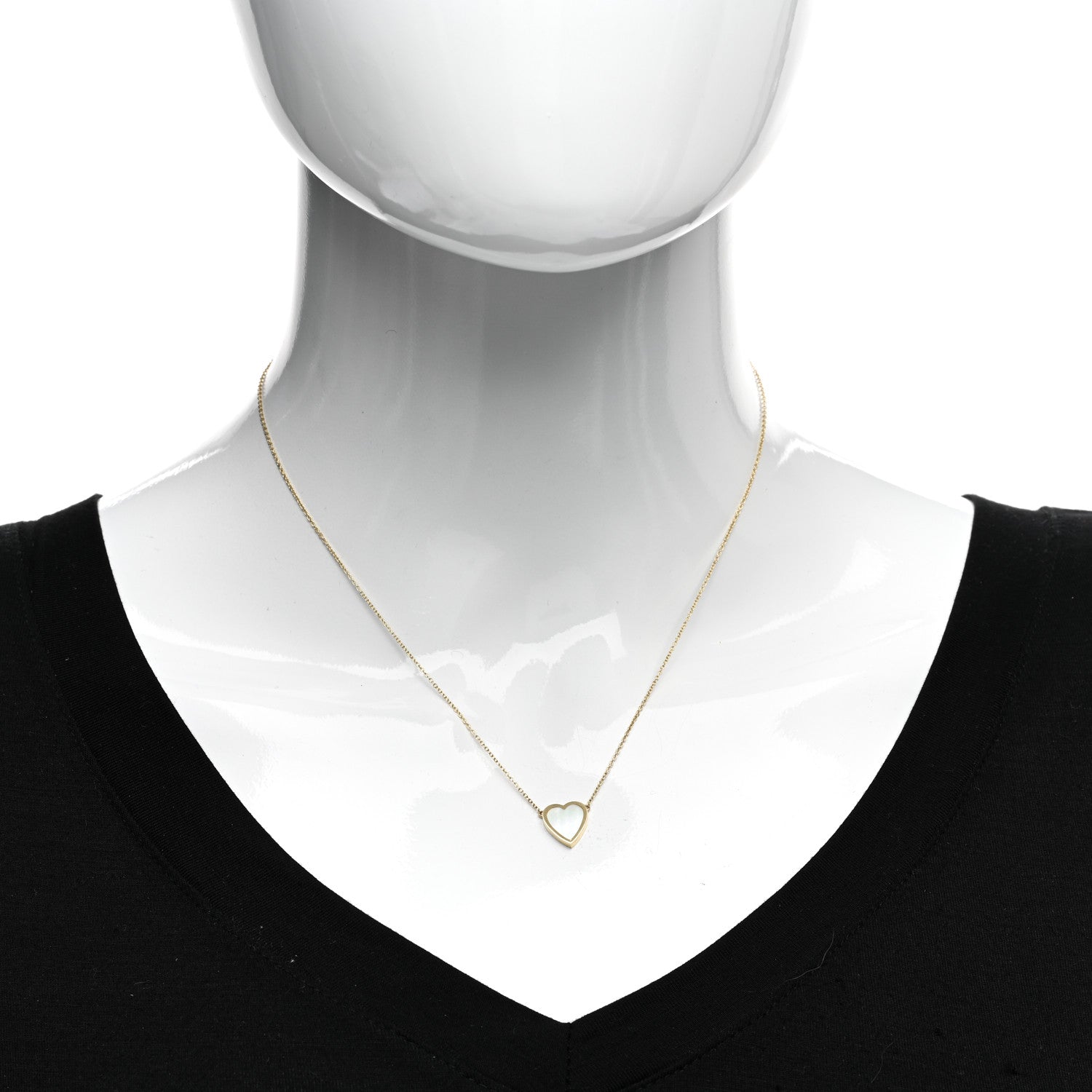 Jennifer Meyer 18K Yellow Gold Mother of Pearl Mini Heart Pendant Necklace 2 of 4
