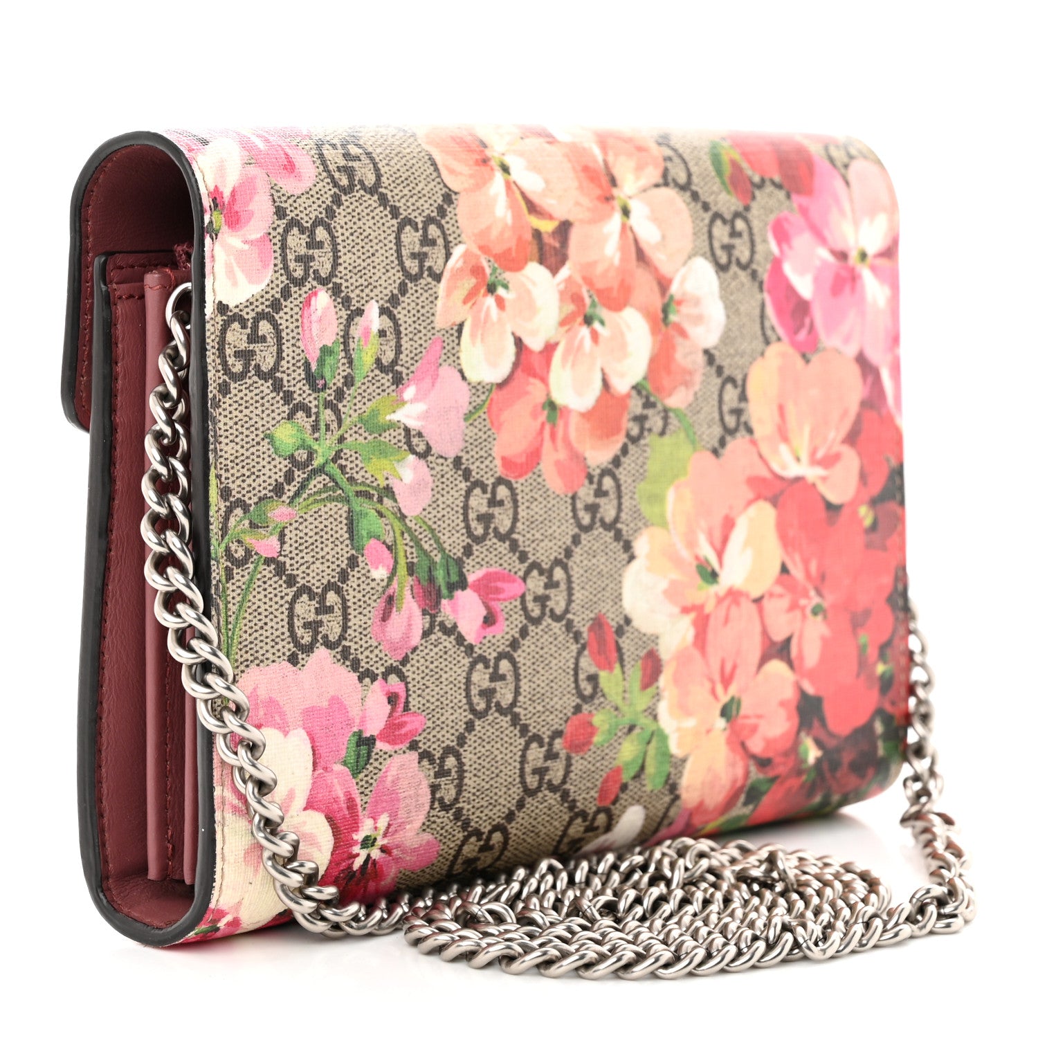 Gucci GG Supreme Monogram Blooms Mini Dionysus Chain Wallet Beige Multicolor Dry Rose 3 of 11