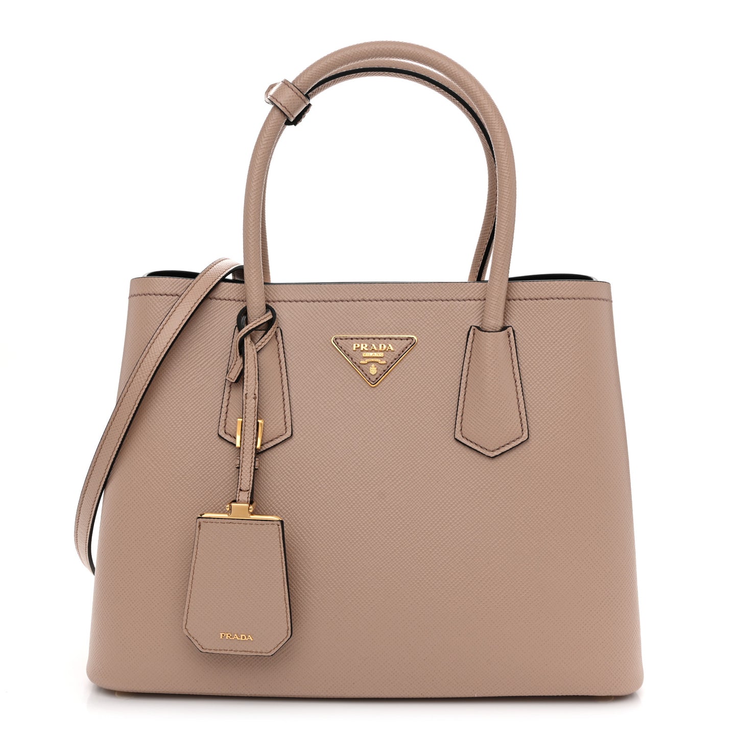 Saffiano Cuir Small Double Bag Cipria Black