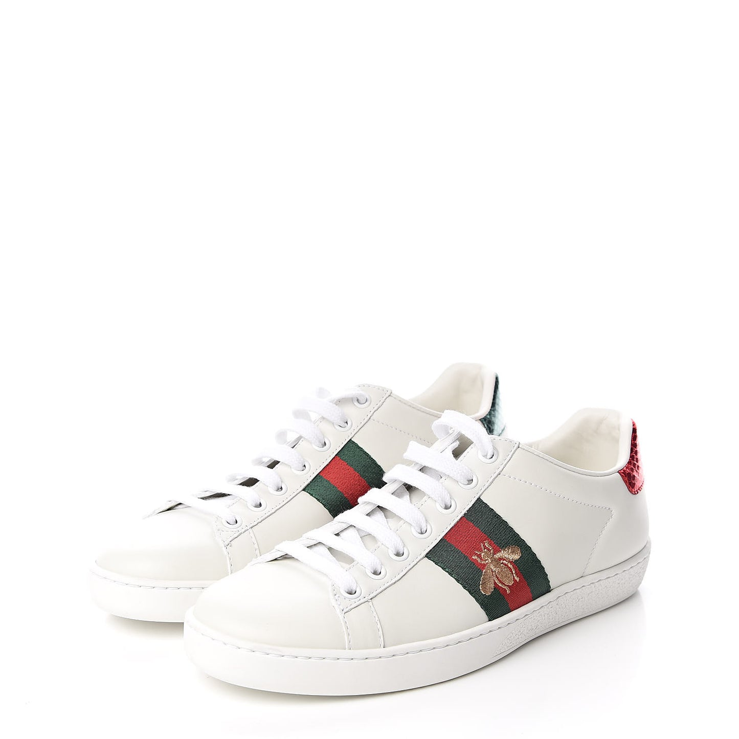Calfskin Ayers Bee Embroidered Womens Ace Sneakers 36.5 White Green
