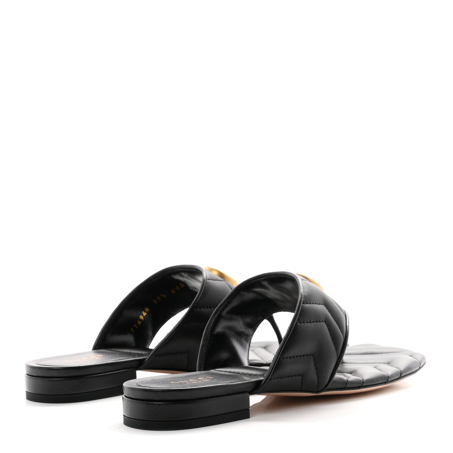 Nappa Charlotte Double G Marmont Thong Sandals 39.5 Black