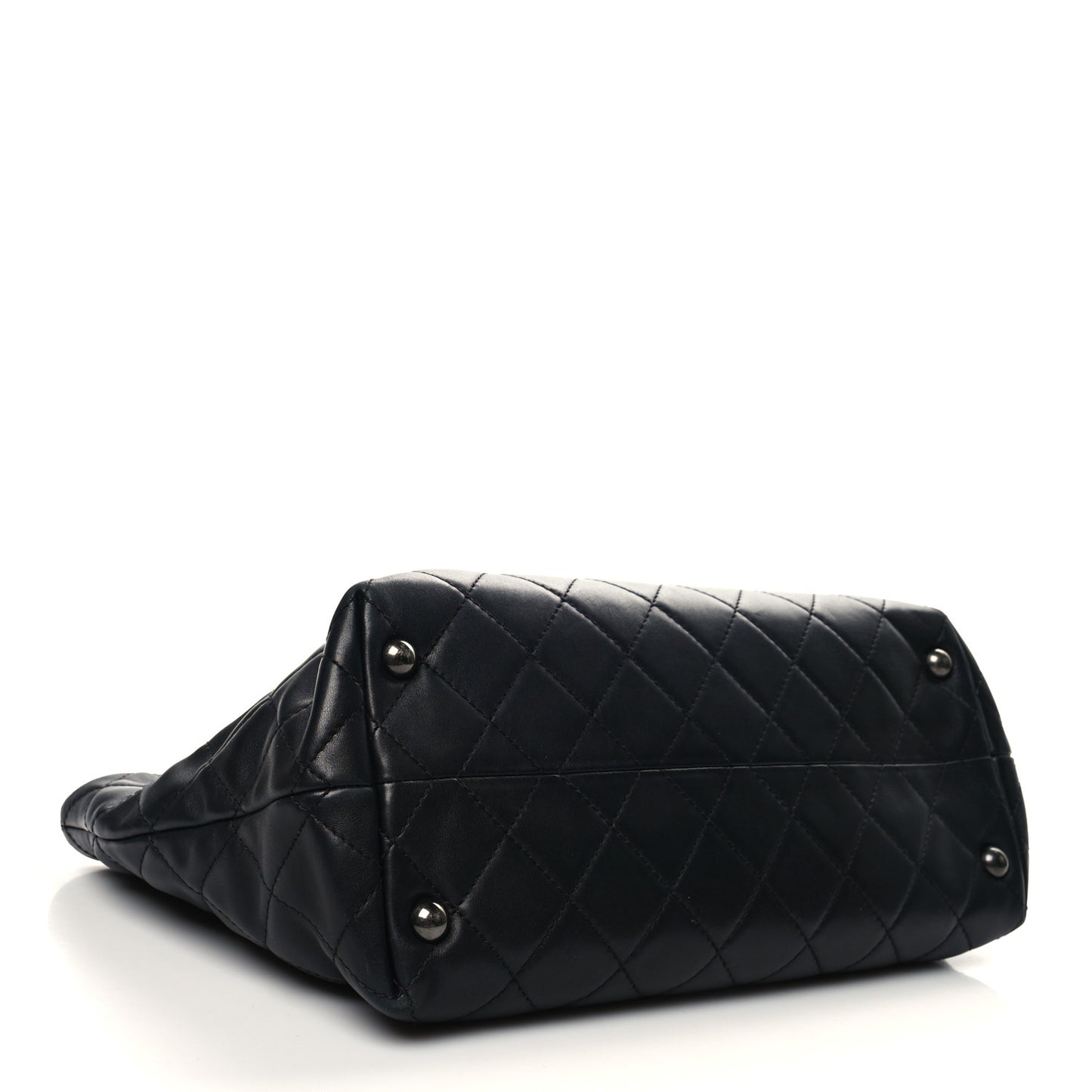 Calfskin Quilted Small Shopping In Chains Tote Black