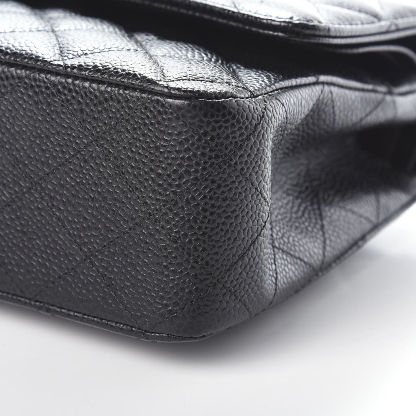 Caviar Quilted Medium Double Flap Black