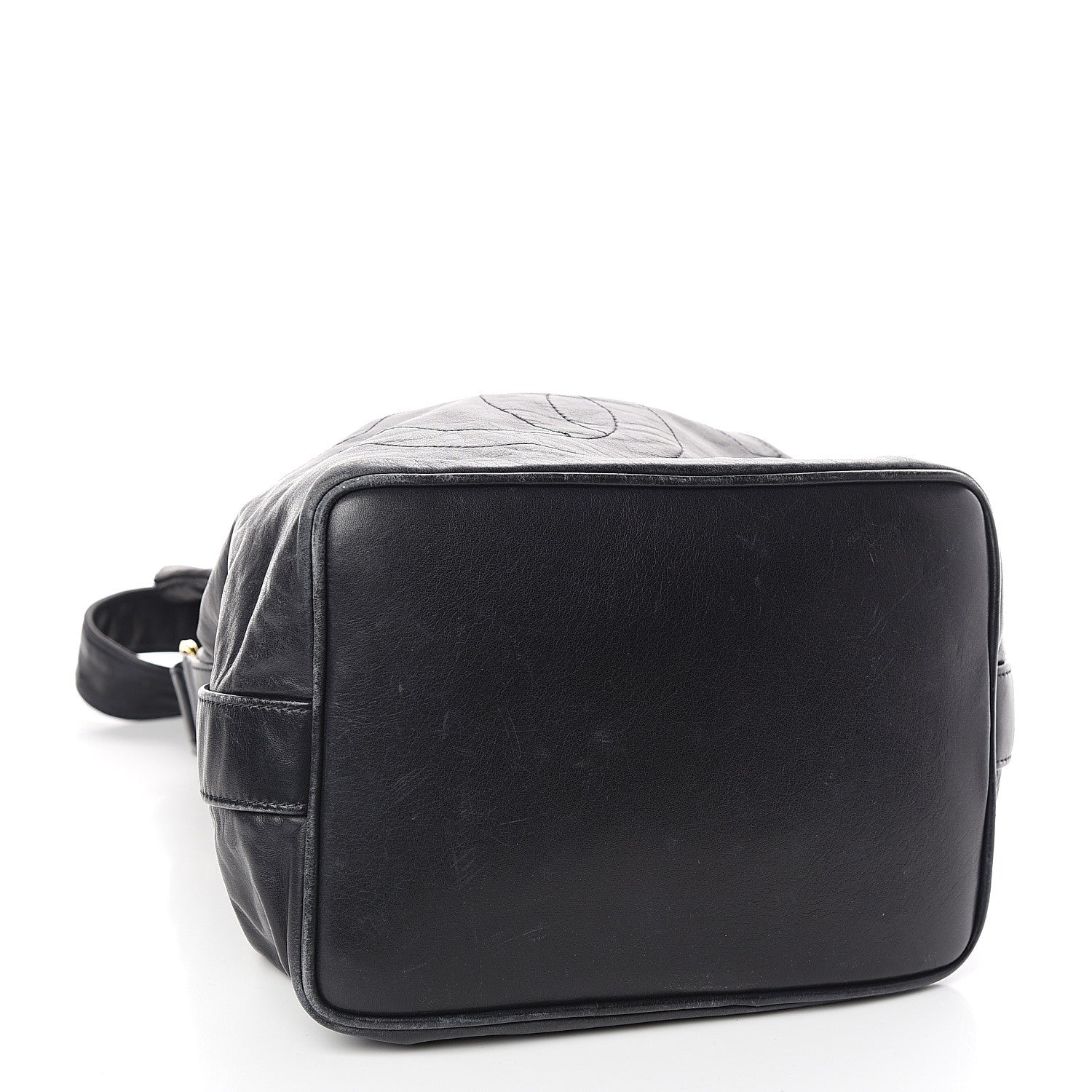 Chanel Lambskin Drawstring CC Shoulder Bag Navy Blue 4 of 12