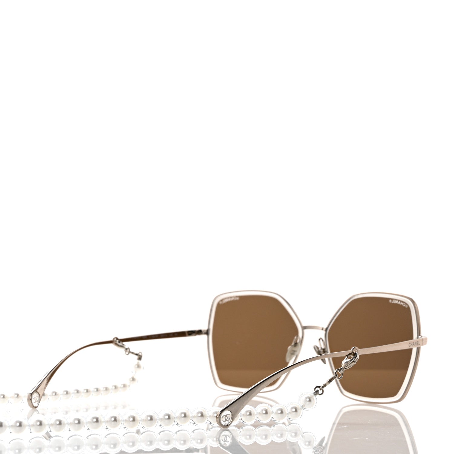Chanel Butterfly Removable Pearl Chain Sunglasses 4262 Brown 4 of 8