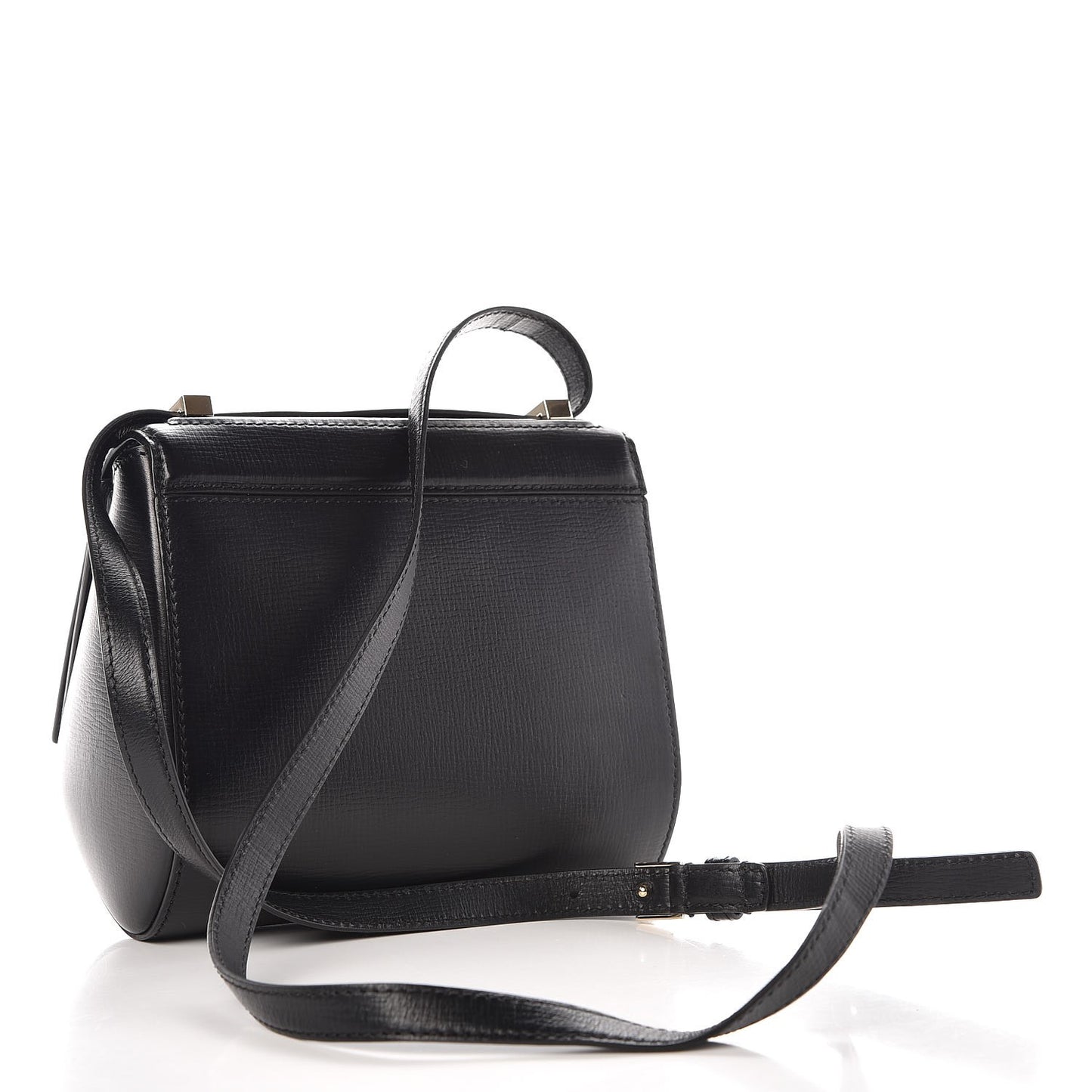Textured Calfskin Mini Pandora Box Crossbody Bag Black
