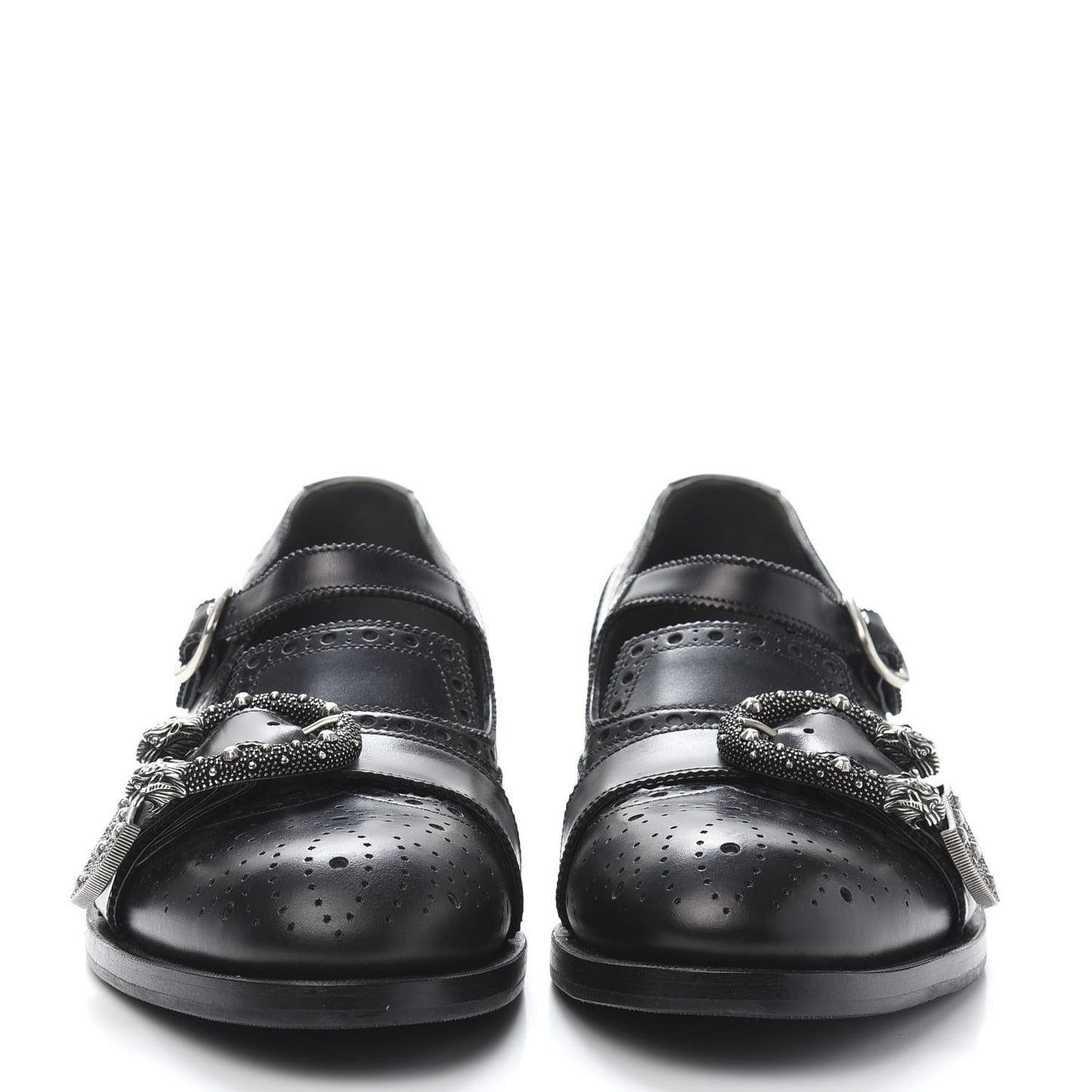 Calfskin Bee Embroidered Mens Queercore Brogue Wingtip Monk Strap Loafers 9 Black