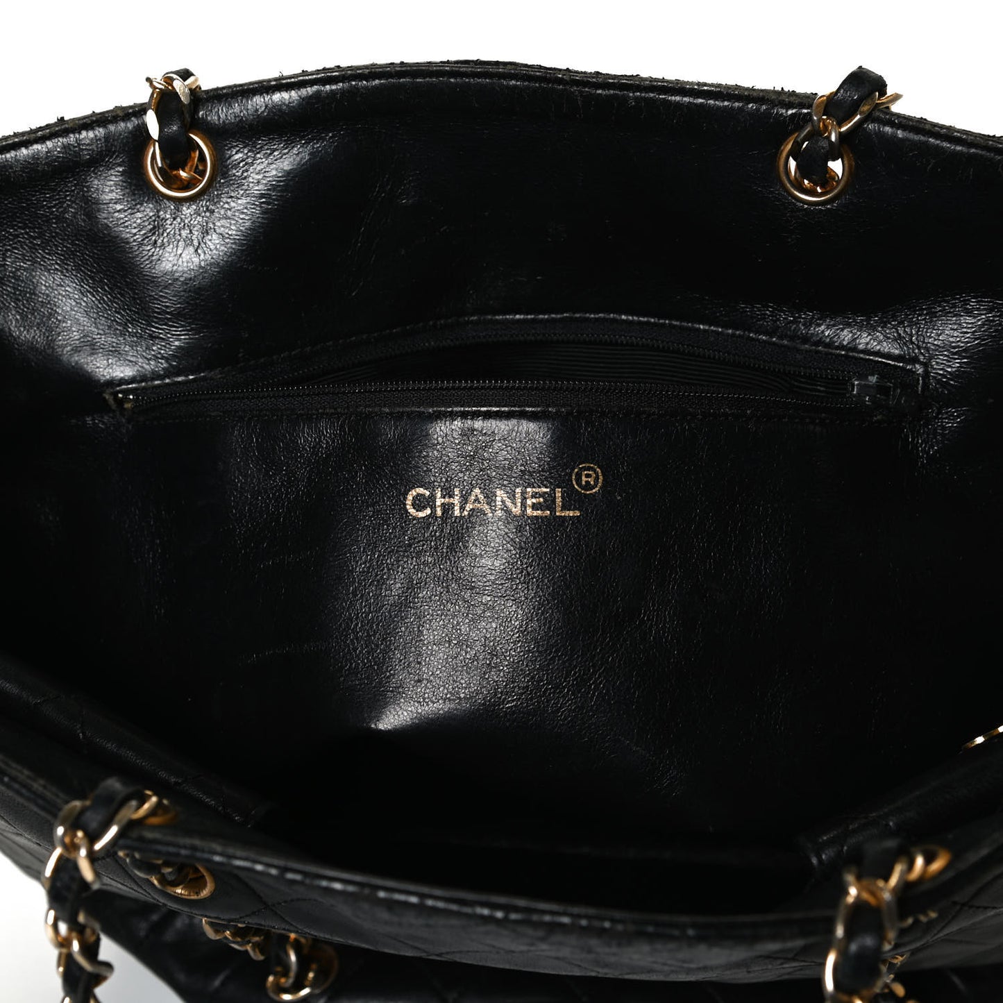 Lambskin Quilted Shopper Tote Black