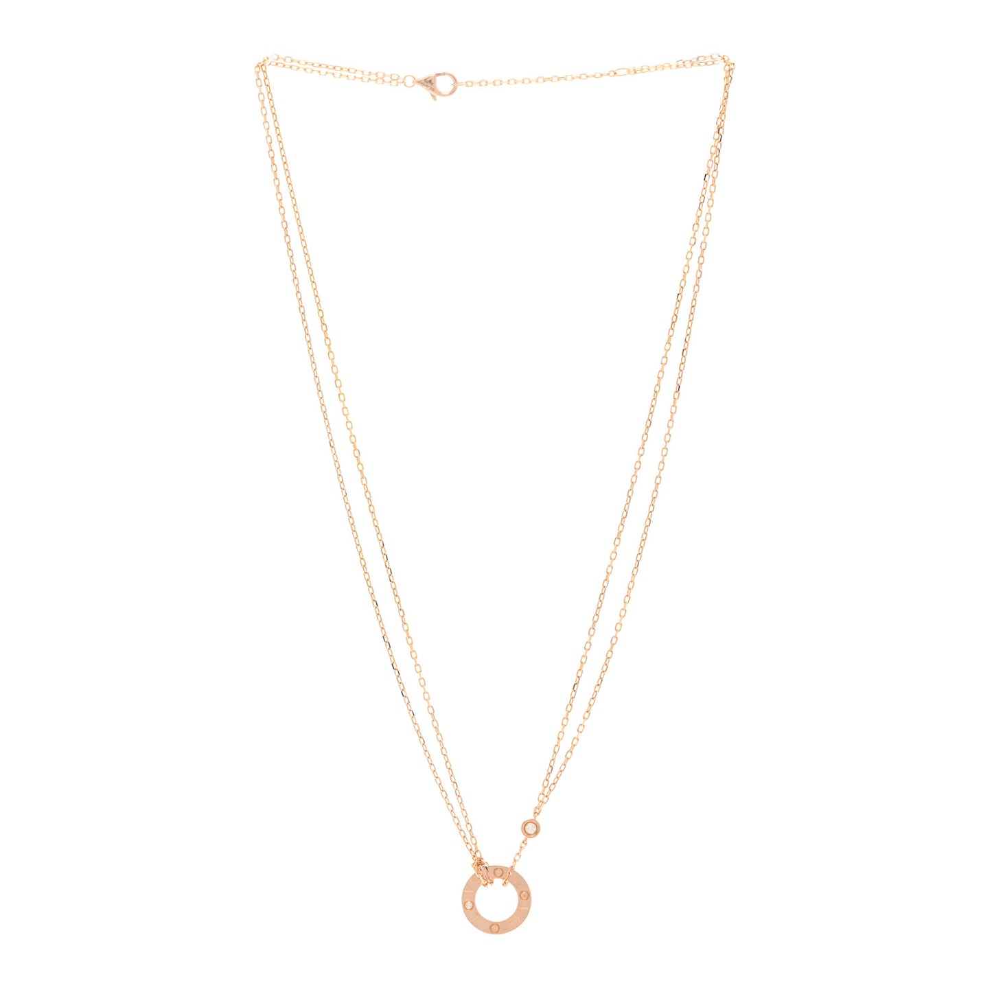 18K Pink Gold 2 Diamond LOVE Necklace