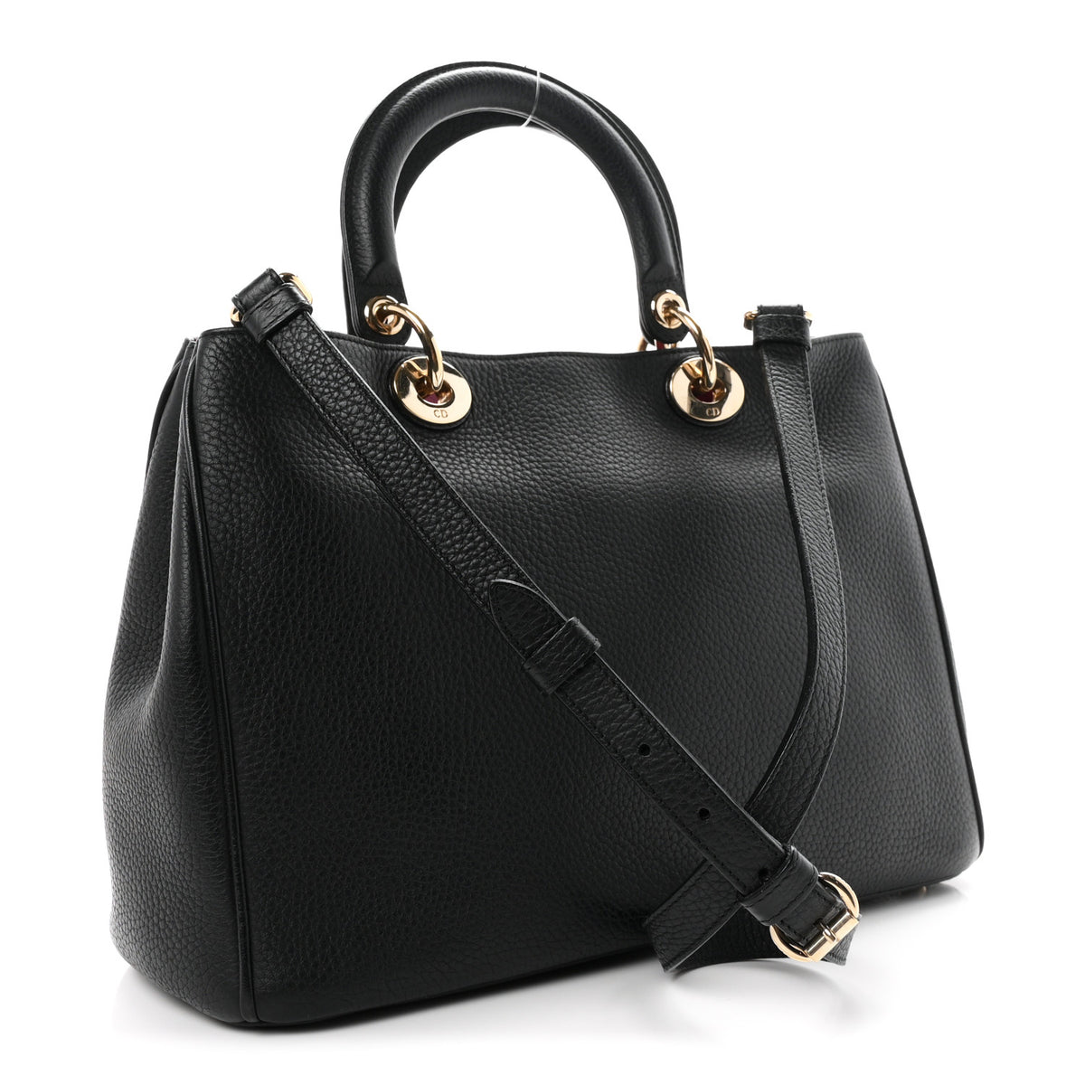 Christian Dior Bullcalf Medium Diorissimo Tote Black Rose Indien 3 of 13