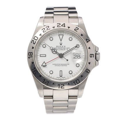 Rolex Stainless Steel 40mm Oyster Perpetual Date Explorer II Watch White 16570 1 of 5