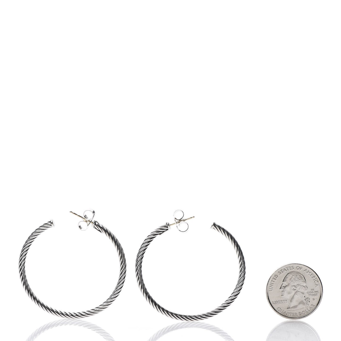 Sterling Silver 14K Yellow Gold Medium Cable Classics Hoop Earrings