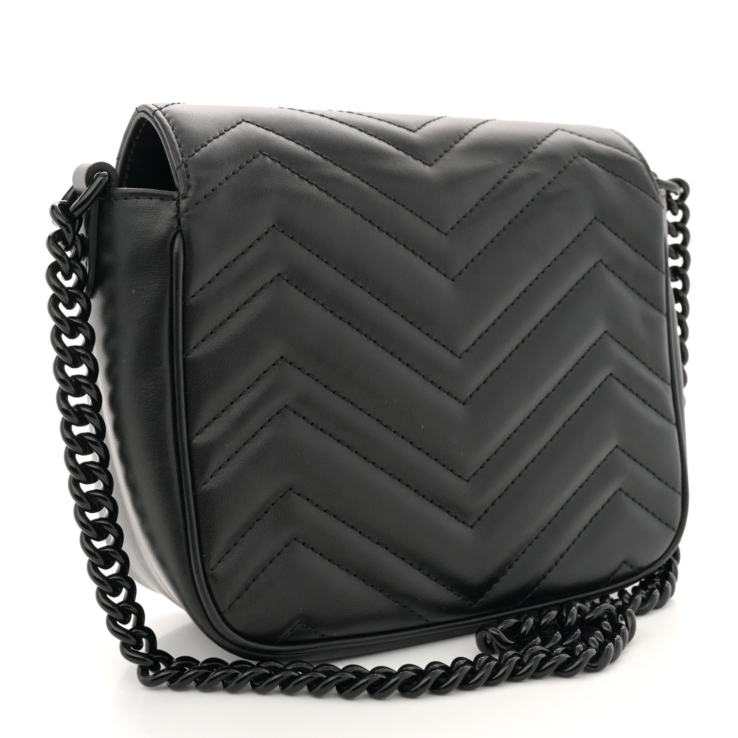 Calfskin Matelasse Monochrome Mini GG Marmont Crossbody Shoulder Bag Black