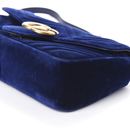 Gucci Velvet Matelasse Small GG Marmont Shoulder Bag Cobalt Blue 9 of 9