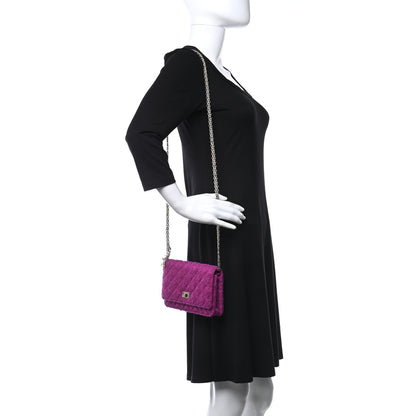 Chanel Tweed Quilted Reissue Wallet On Chain WOC Magenta 2 of 10