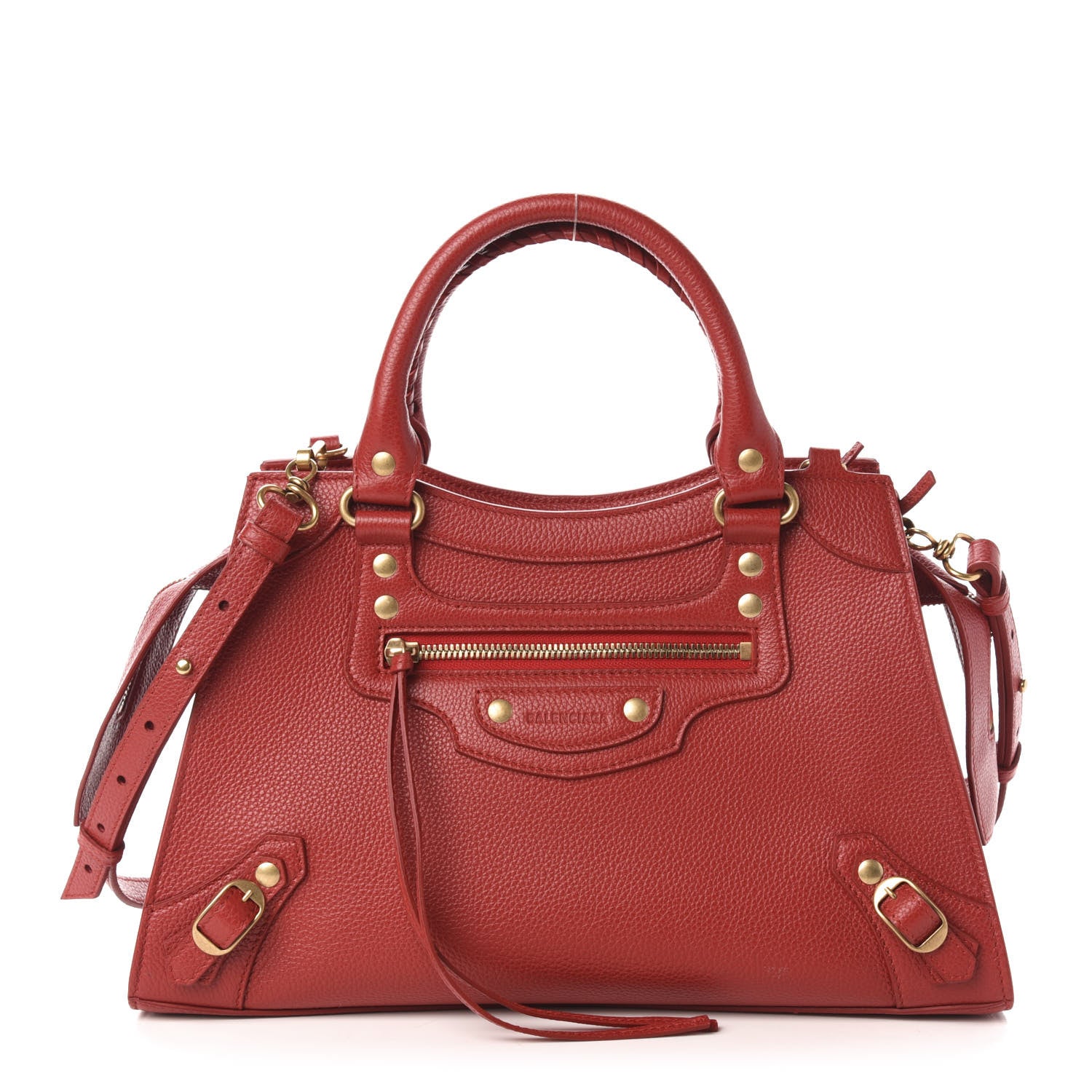 Balenciaga Grained Calfskin Neo Classic Gold Hardware S City Medium Red 1 of 10