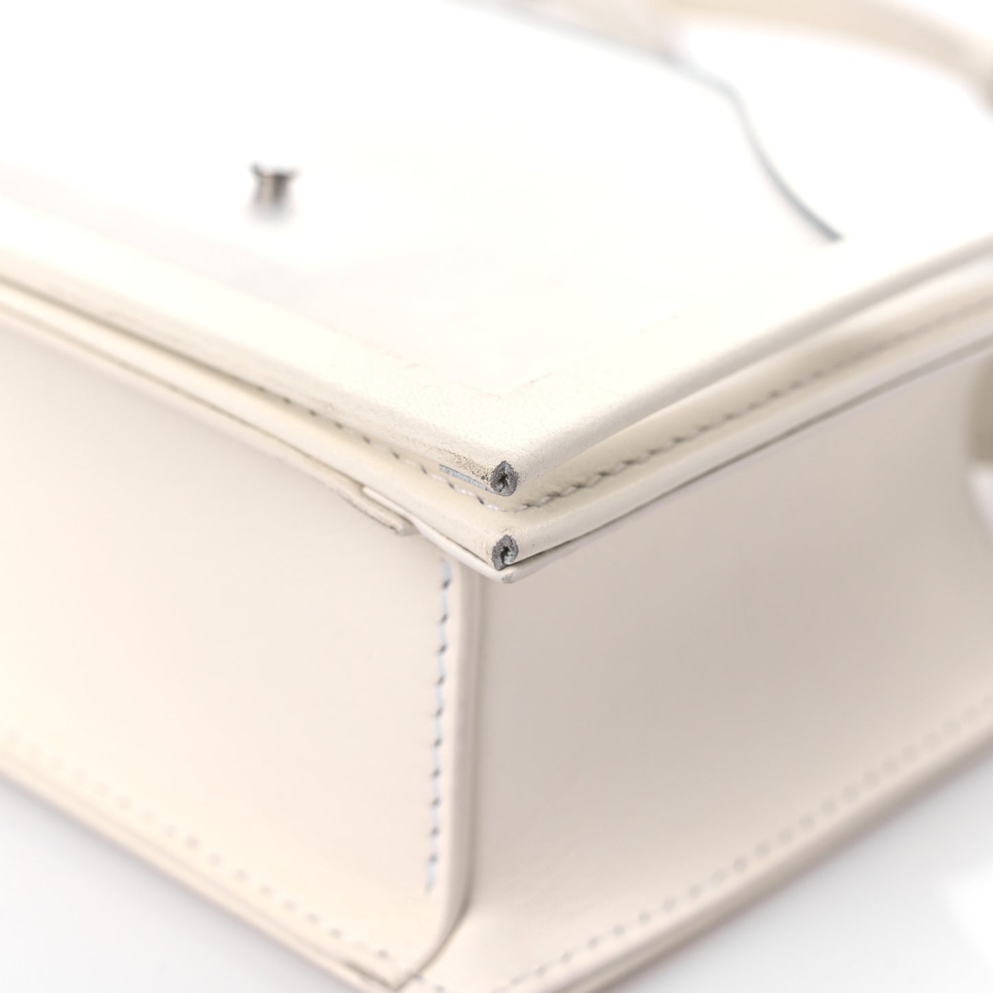 Calfskin Polyurethane Mini Jeweled Knuckle Satchel Clear White