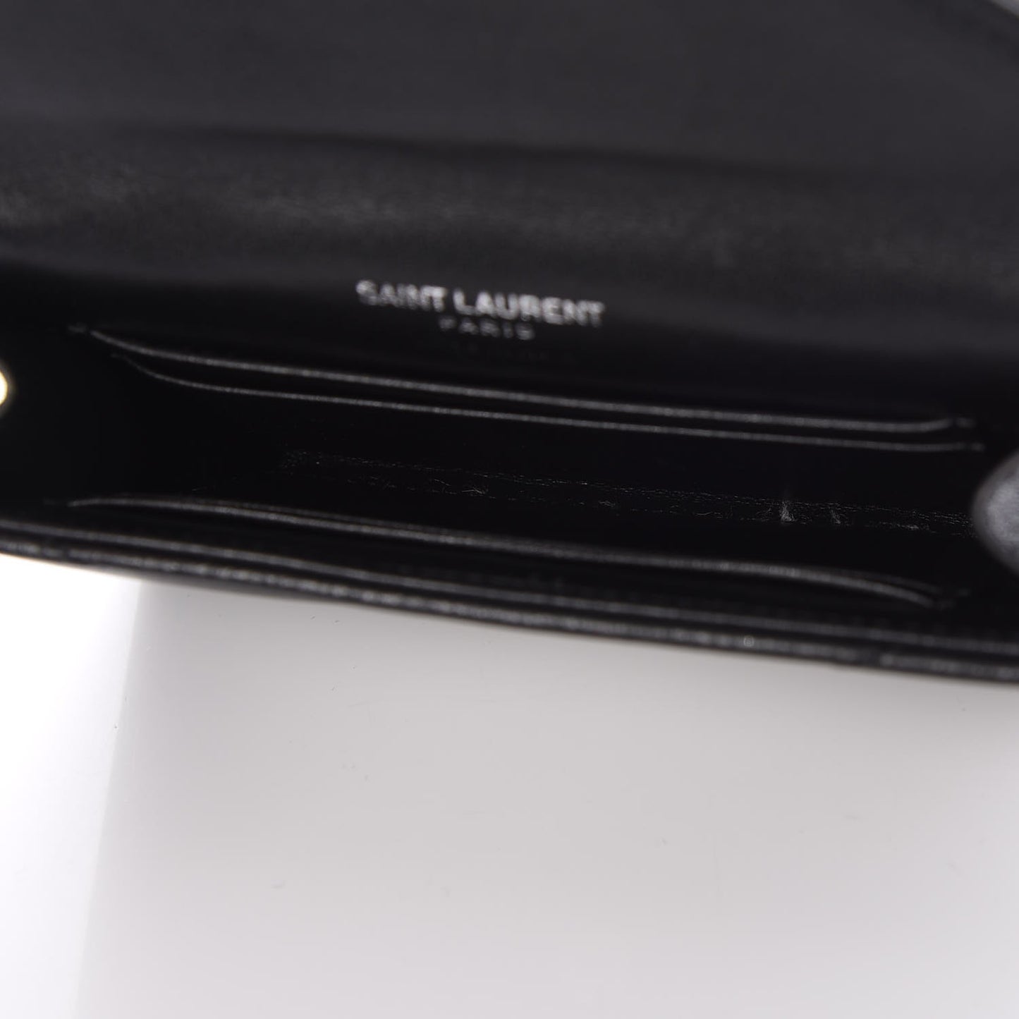 Lambskin Y Quilted Monogram Small Loulou Envelope Wallet Black