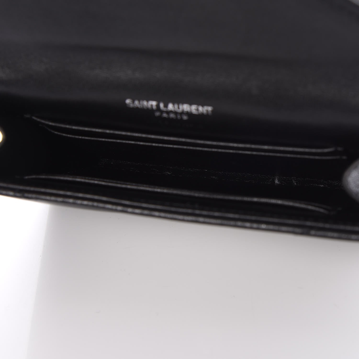Saint Laurent Lambskin Y Quilted Monogram Small Loulou Envelope Wallet Black 5 of 8