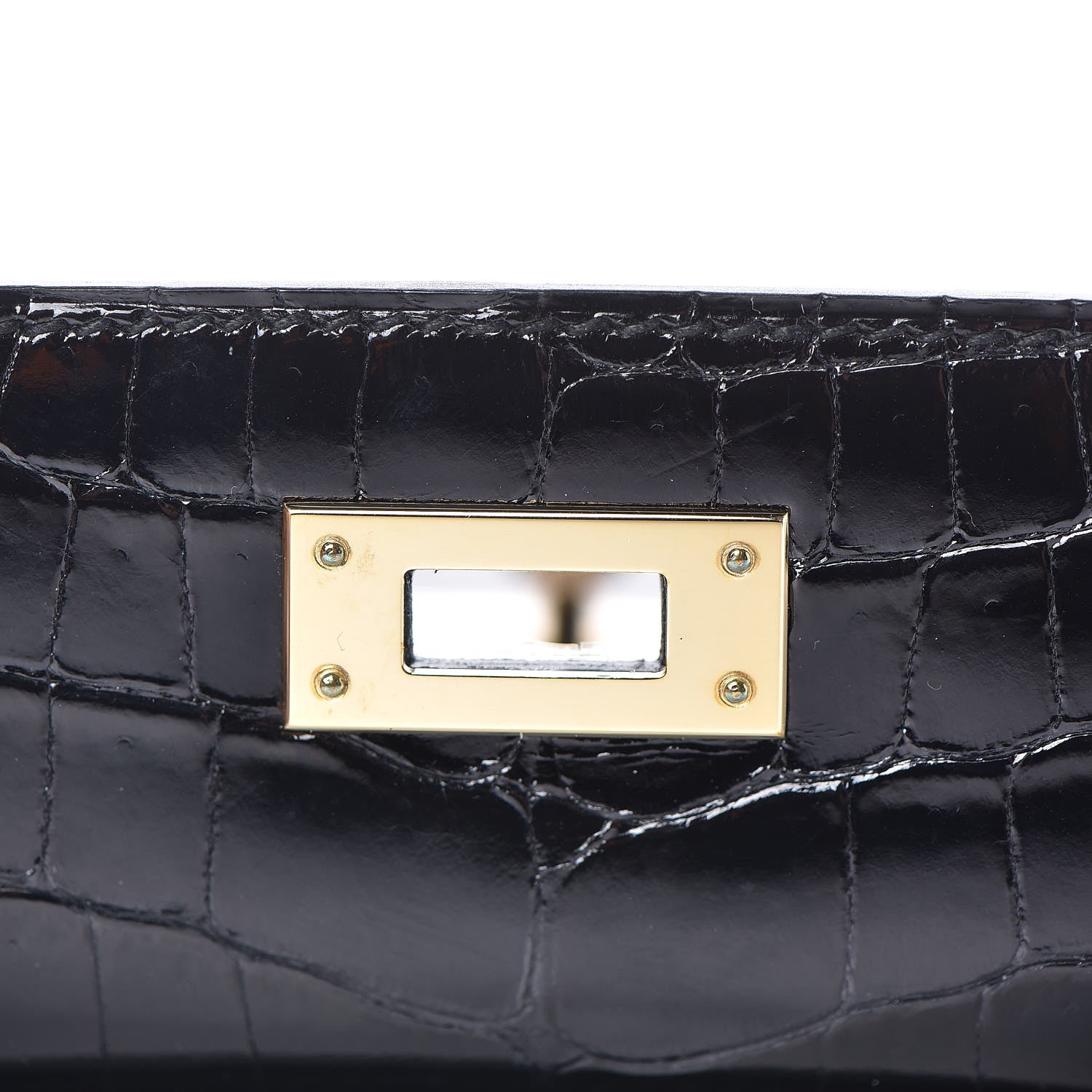 Hermes Shiny Niloticus Crocodile Kelly Cut Pochette Black 9 of 28