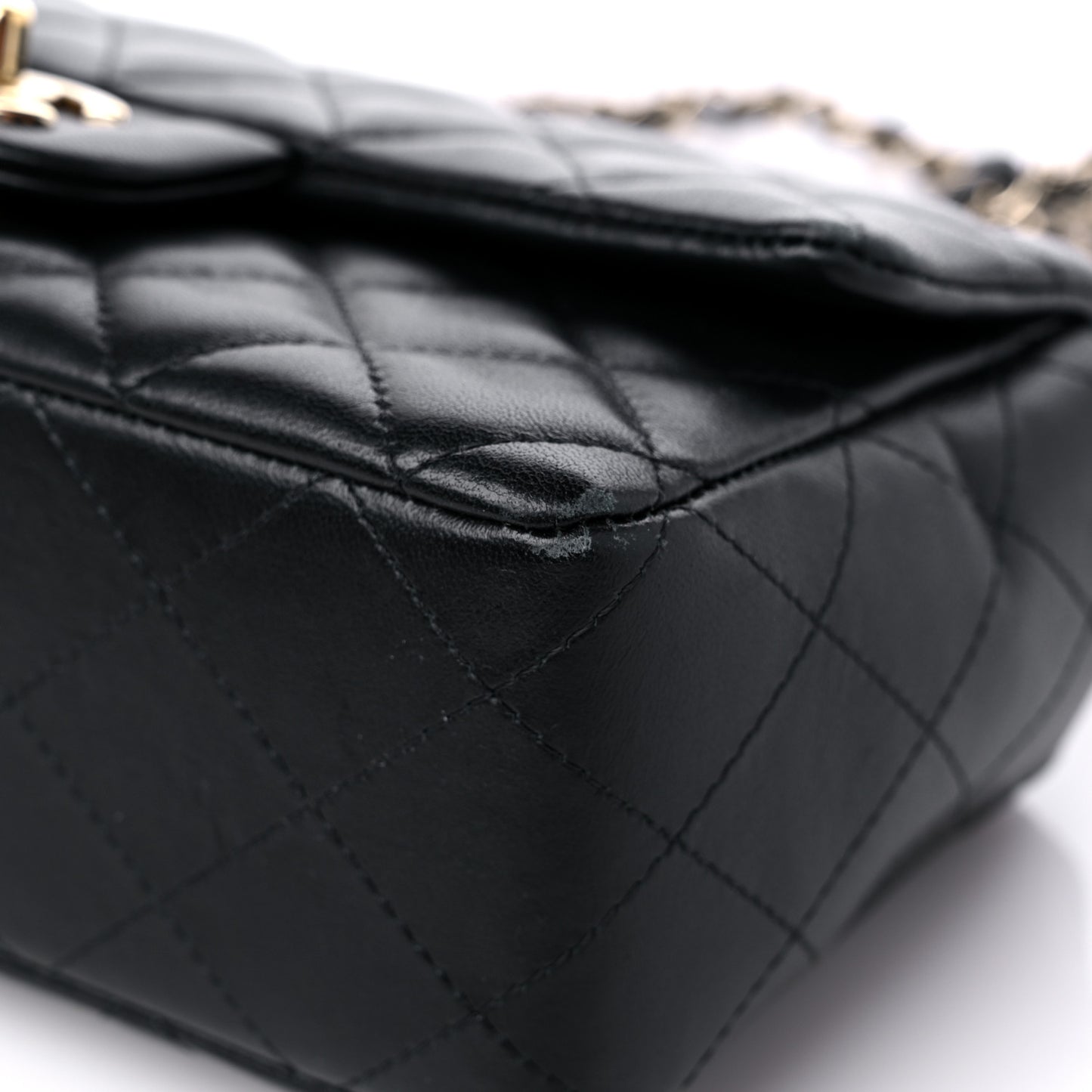 Lambskin Quilted Mini Rectangular Flap Black
