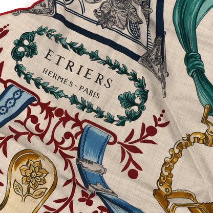 Hermes Cashmere Silk Etriers Ex-Libris Triangle Scarf 3 of 3
