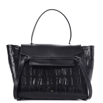 Celine Calfskin Crocodile Embossed Small Belt Bag Black 1 of 10