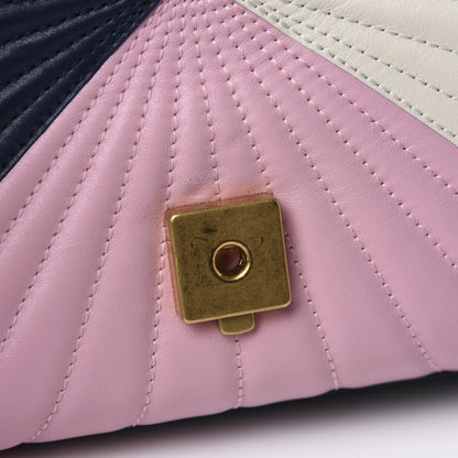 Gucci Calfskin Bamboo Trapuntata Queen Margaret Top Handle Bag Blue Agata Hibiscus Red Mystic White Sugar Pink 8 of 11