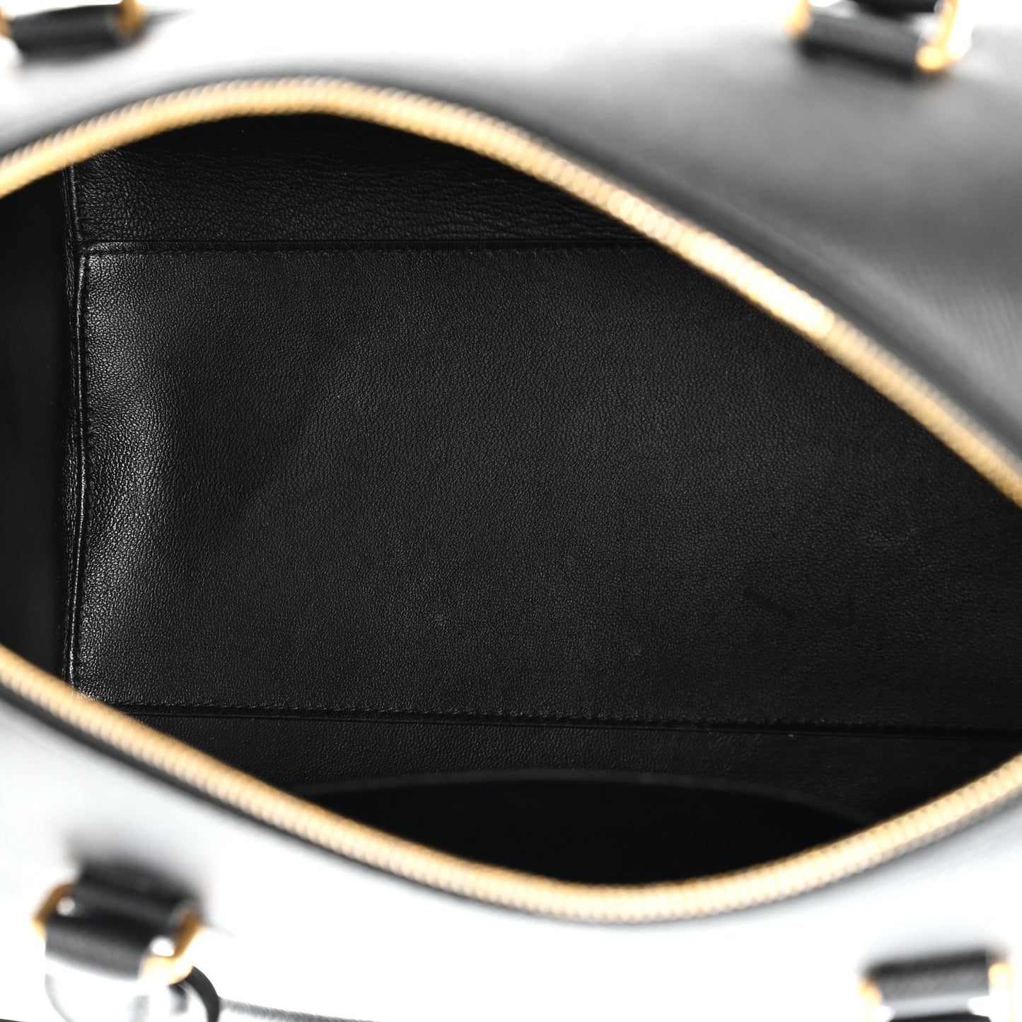 Grained Calfskin Medium Ville Bowling Bag Black