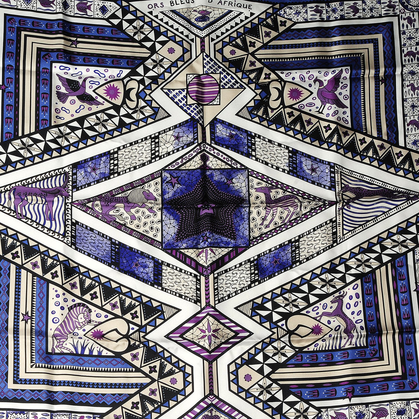 Silk Ors Blues d'Afrique Scarf 90 Violet Blanc Parme