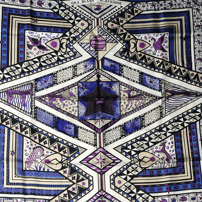 Hermes Silk Ors Blues d'Afrique Scarf 90 Violet Blanc Parme 1 of 6