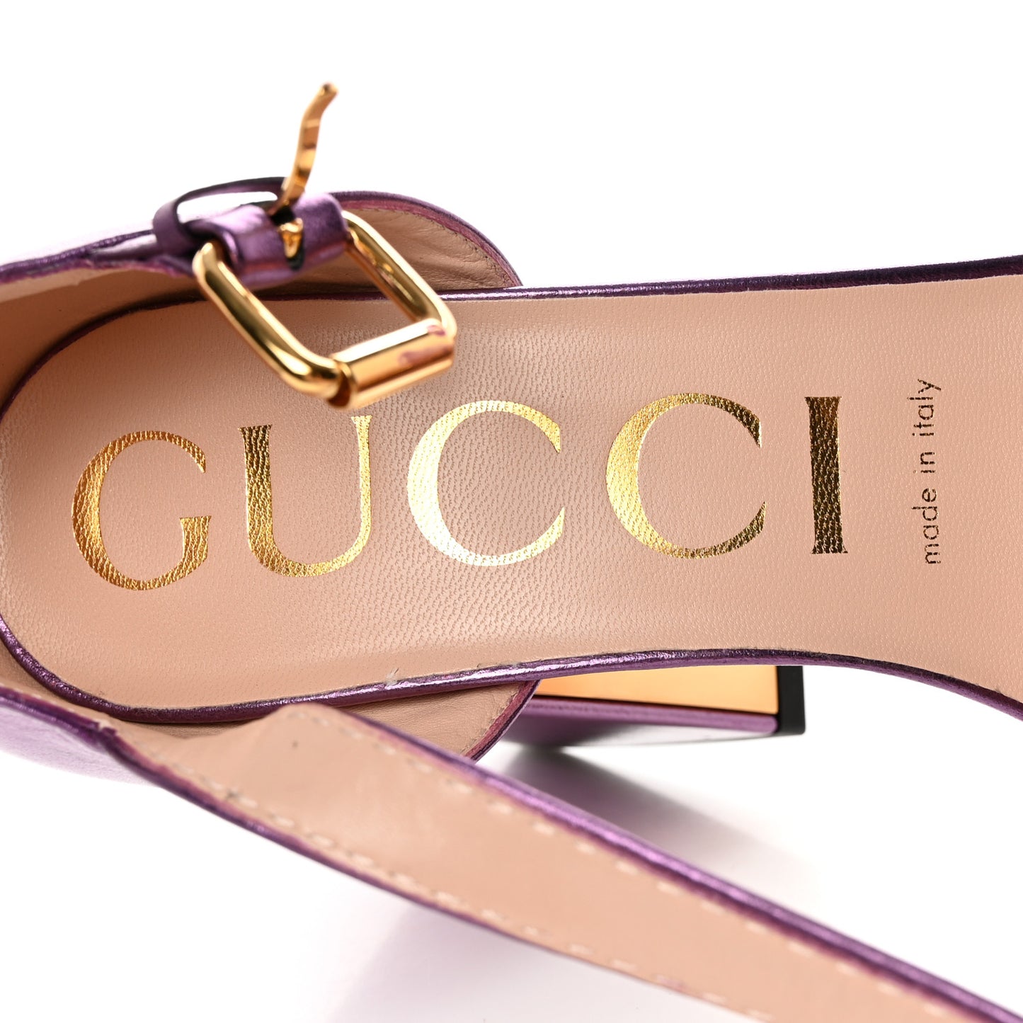 Metallic Nappa Horsebit Cross Strap 95mm Sandals 38.5 Violet