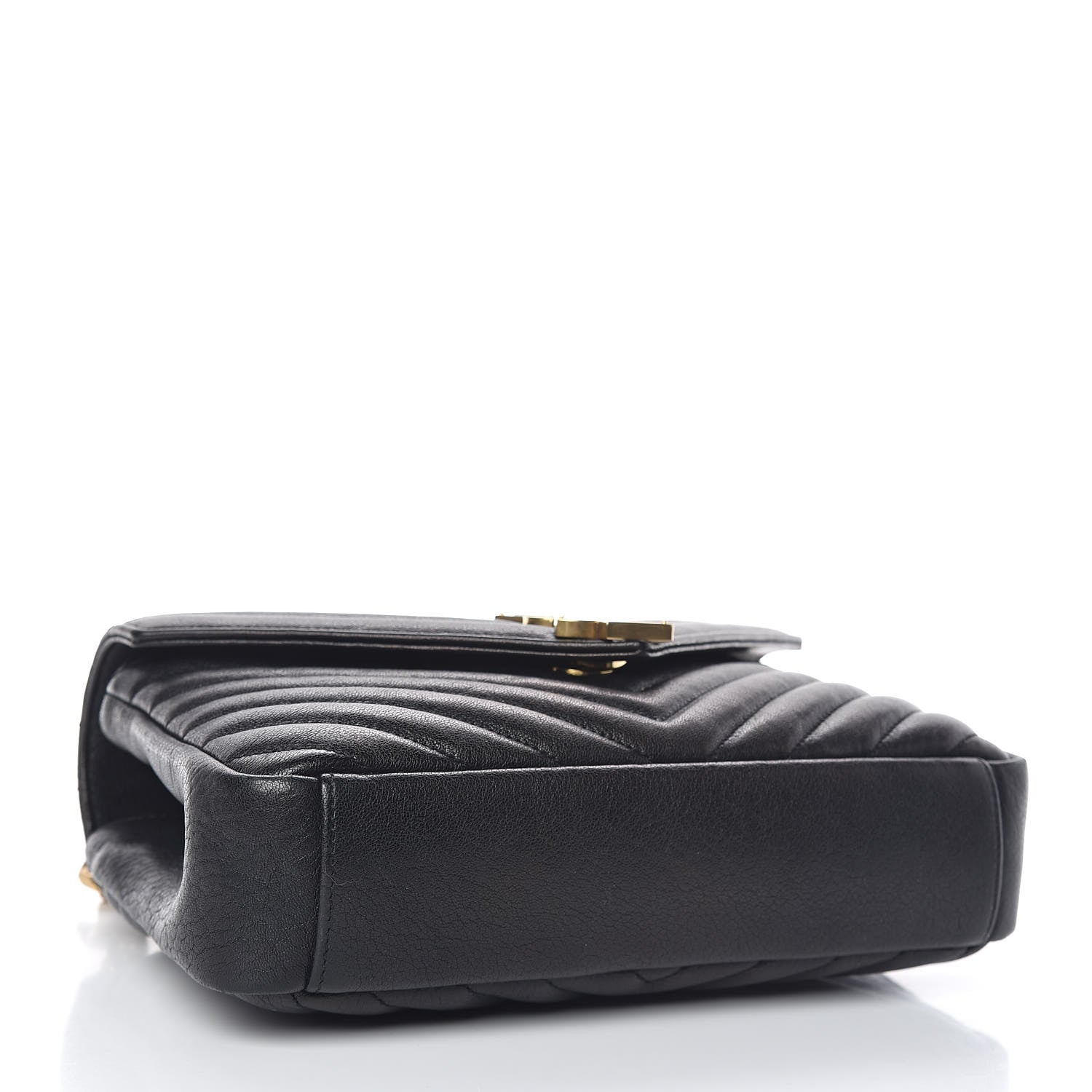 Saint Laurent Sheepskin Matelasse Chevron Monogram Medium College Bag Black 4 of 13