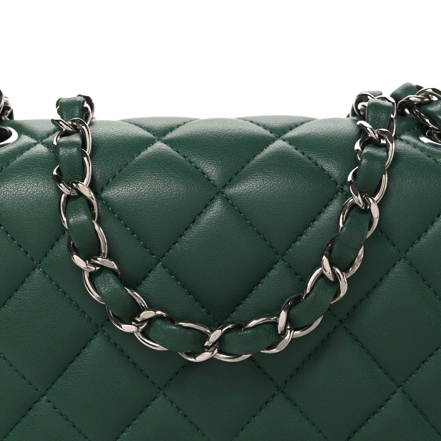 Chanel Lambskin Quilted Mini Square Flap Green 8 of 10