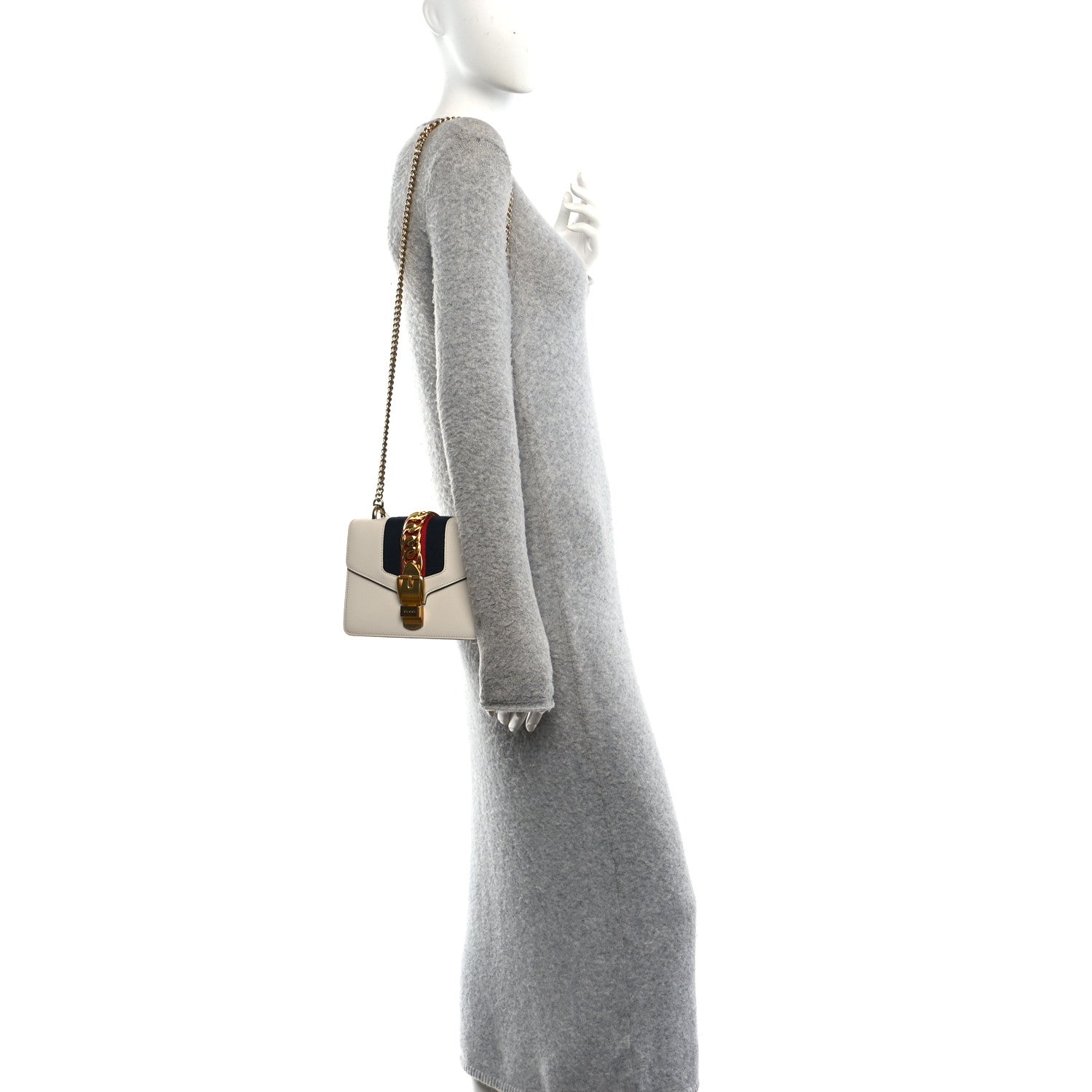 Gucci Calfskin Mini Sylvie Chain Shoulder Bag White 2 of 10
