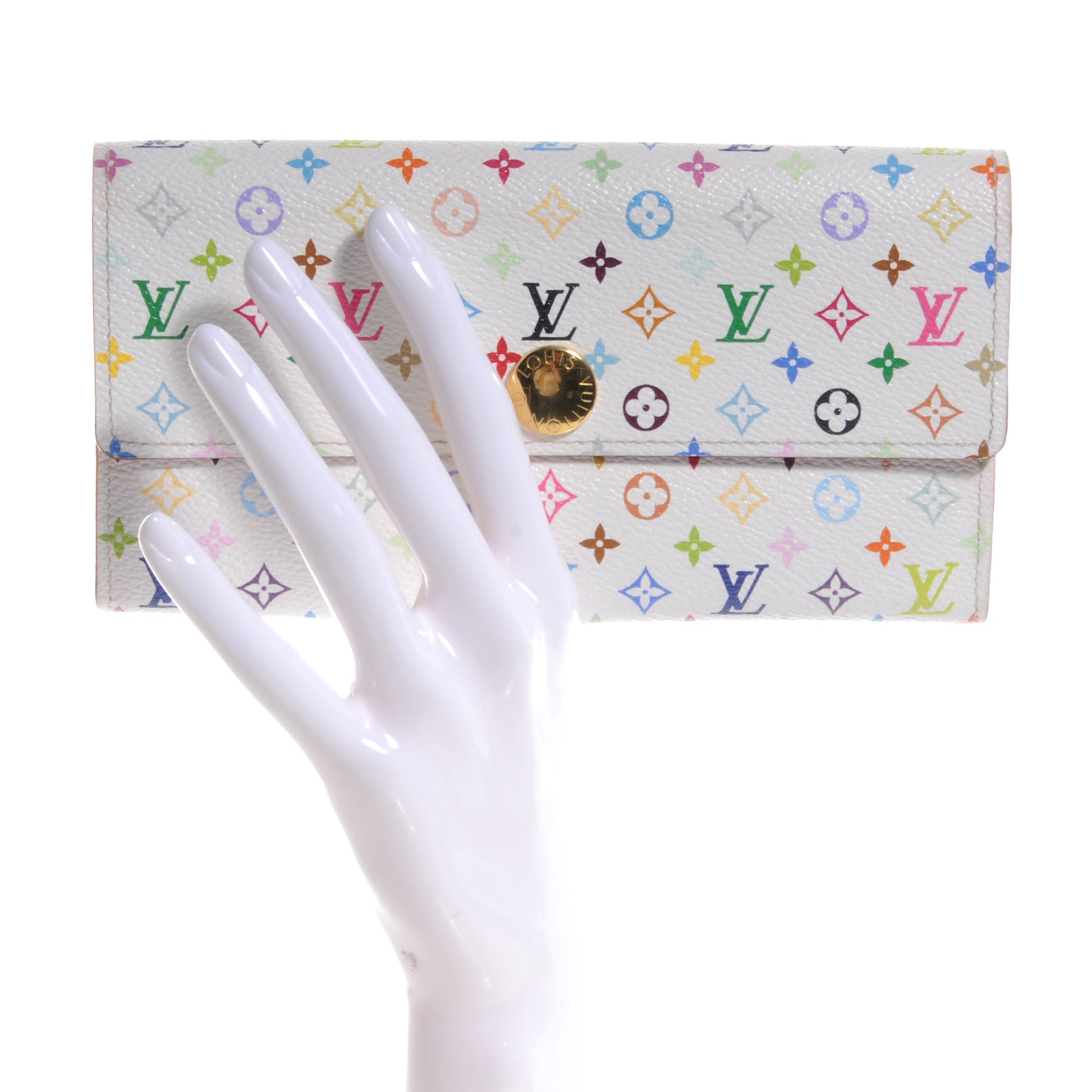 Louis Vuitton Monogram Multicolor Sarah Wallet White Orange 2 of 9