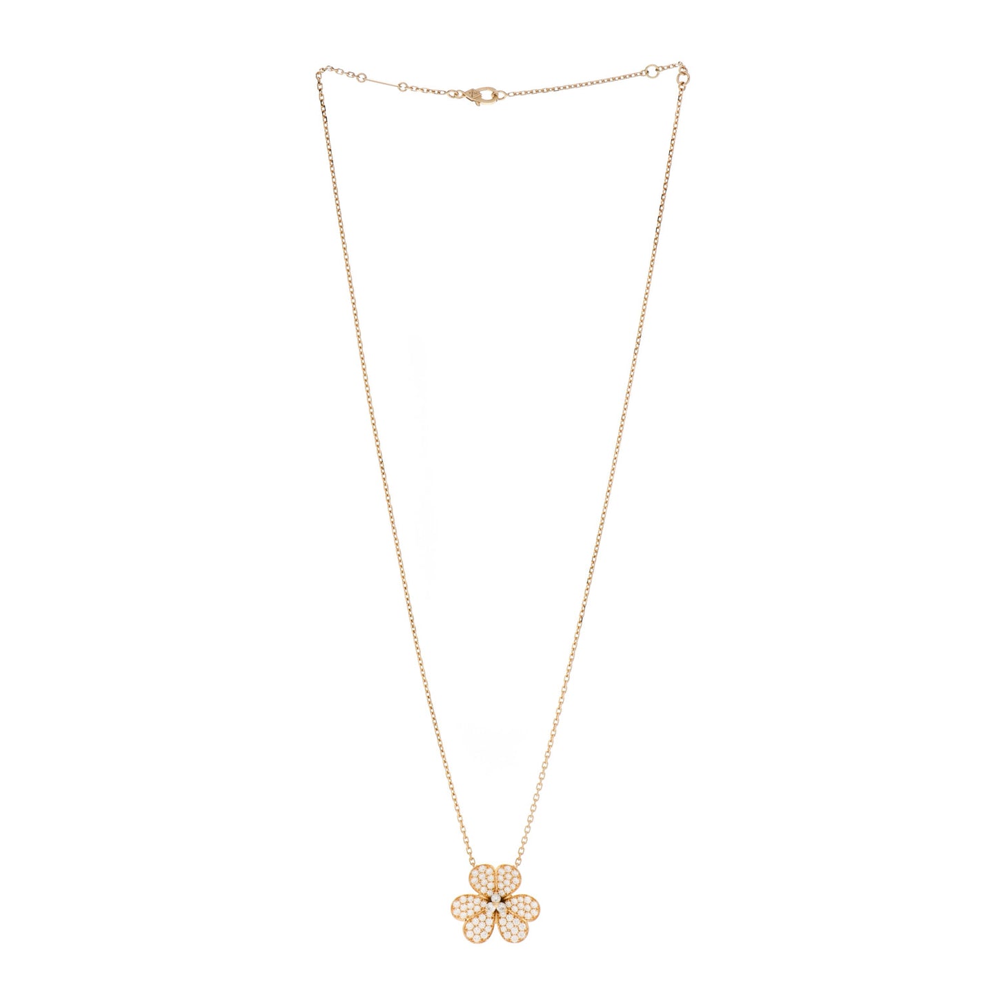 18K Yellow Gold Diamond Large Frivole Pendant Pave Necklace