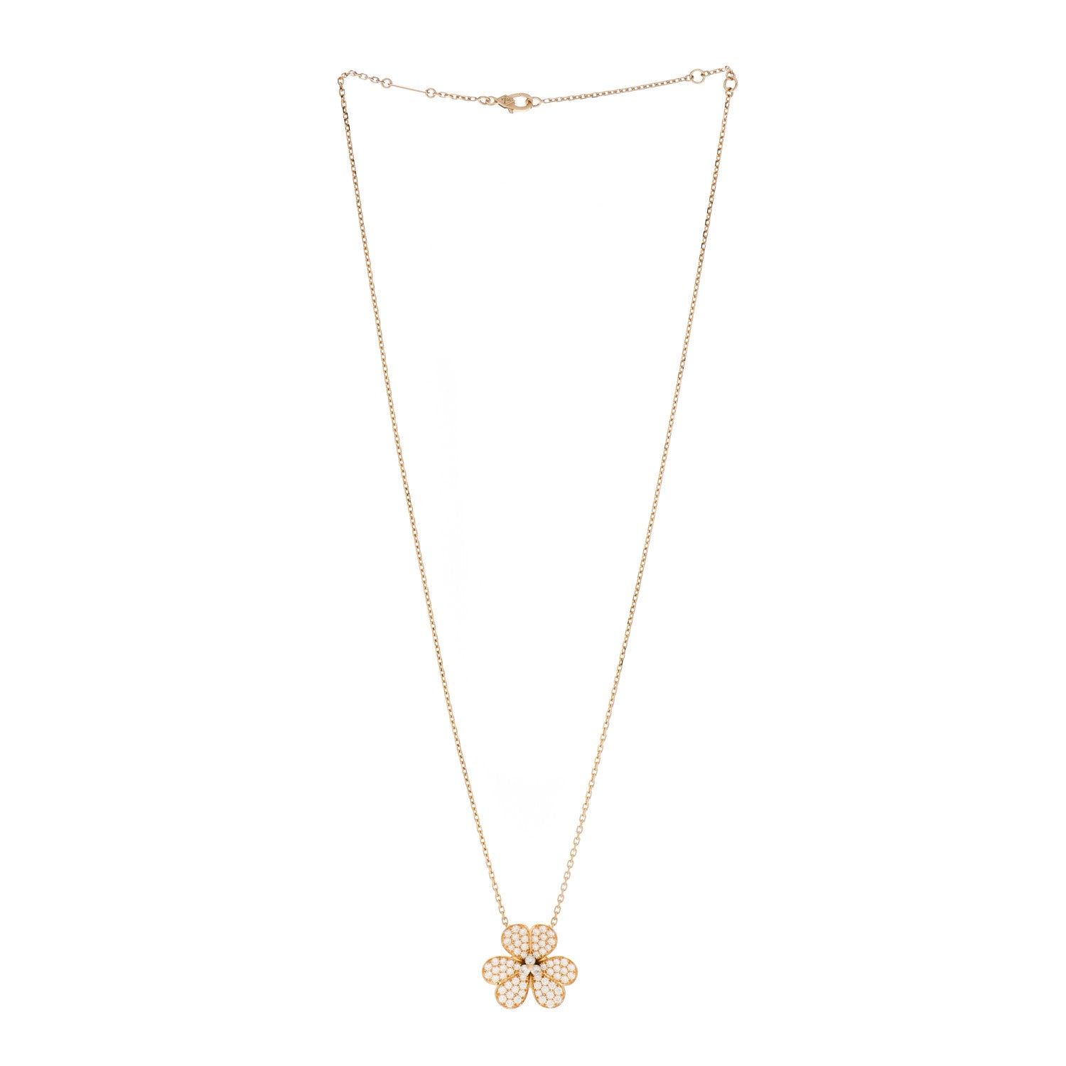 Van Cleef & Arpels 18K Yellow Gold Diamond Large Frivole Pendant Pave Necklace 3 of 6