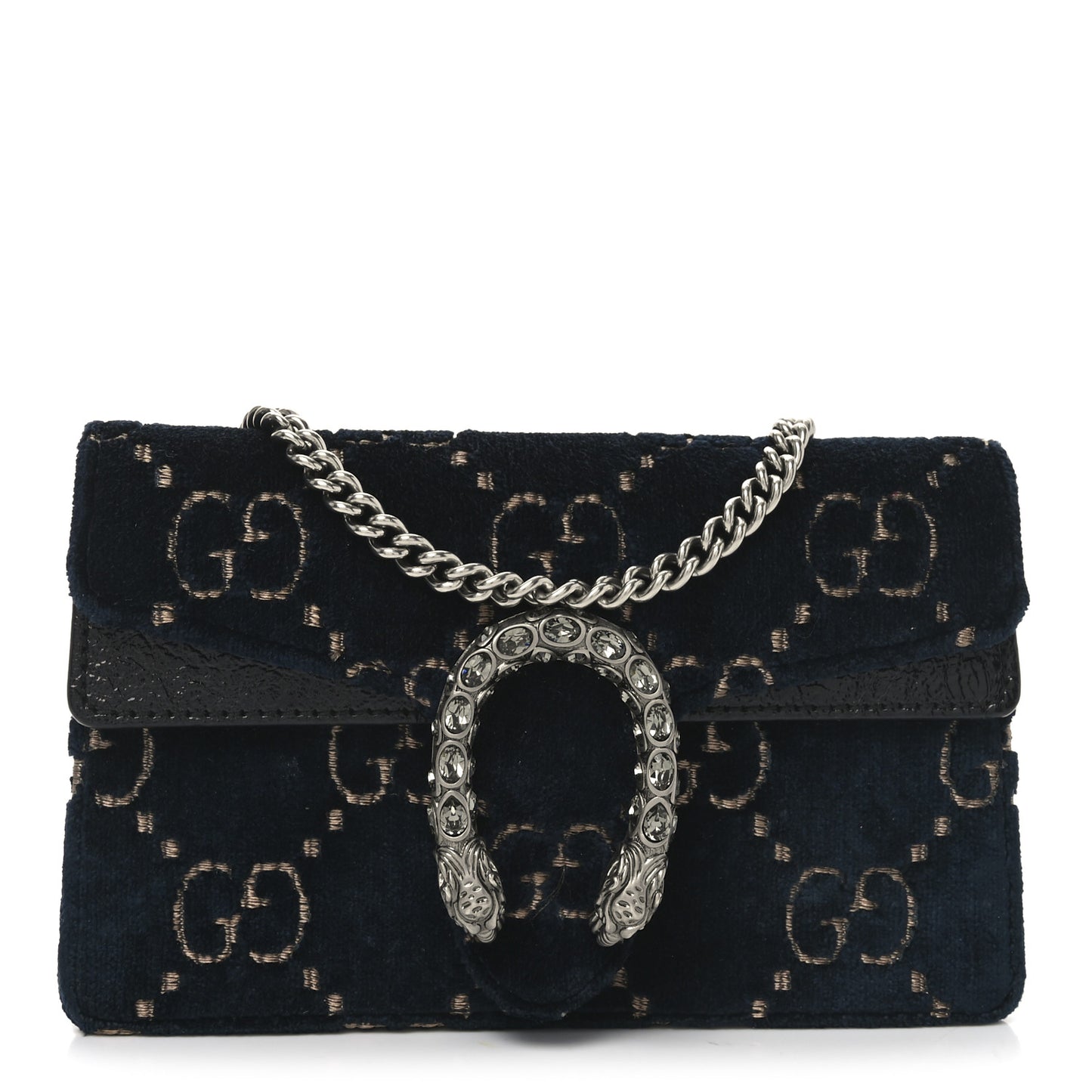Velvet GG Monogram Super Mini Dionysus Shoulder Bag Blue Beige Black