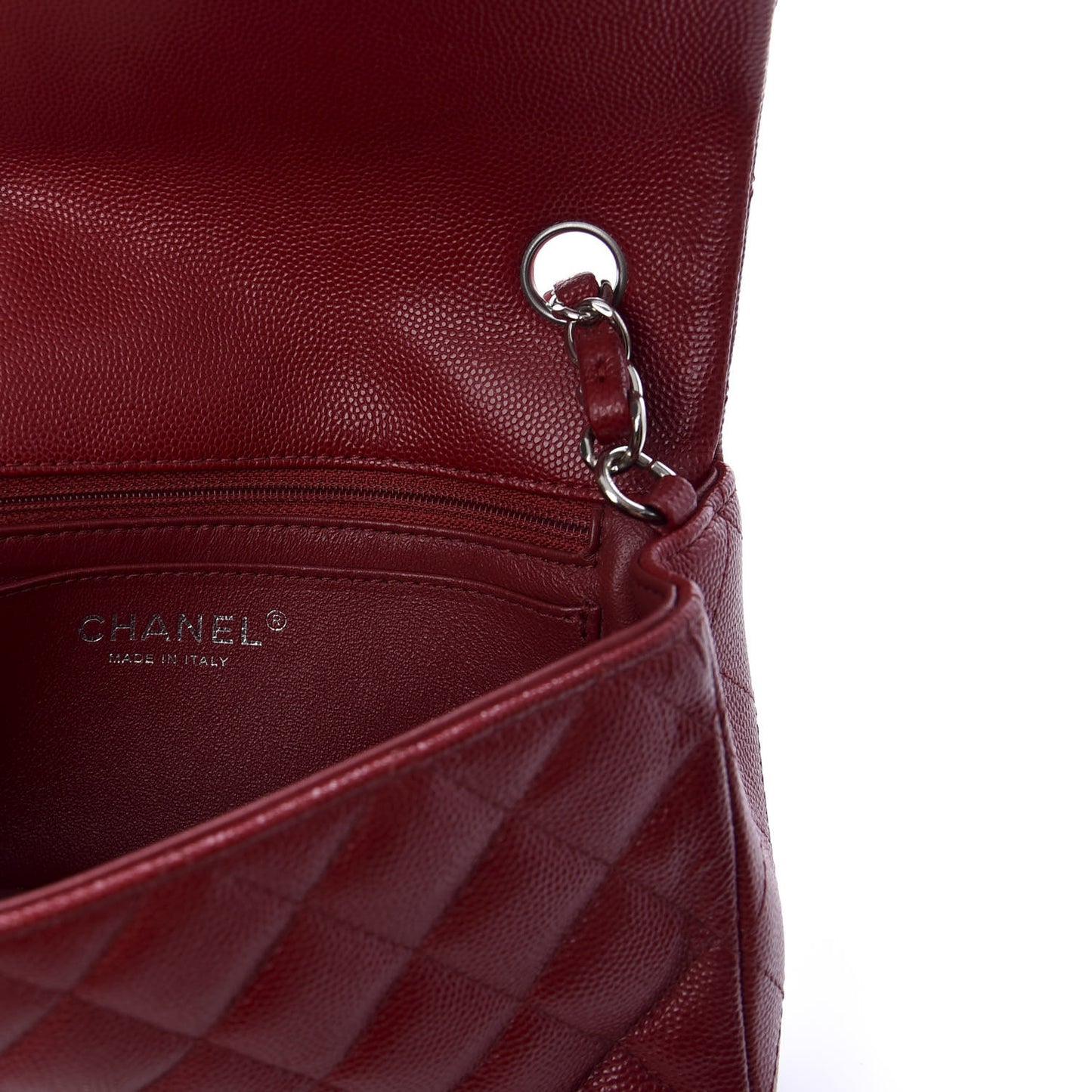 Caviar Quilted Mini Rectangular Flap Dark Red