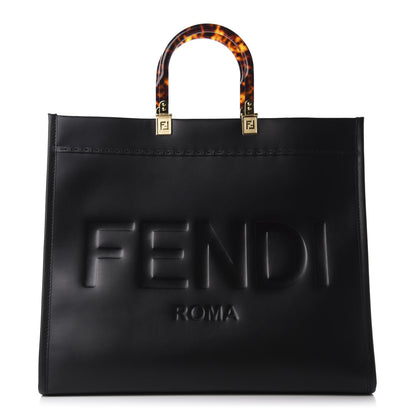 Fendi Vitello King Plexiglass Large Fendi Sunshine Shopper Tote Black 1 of 9
